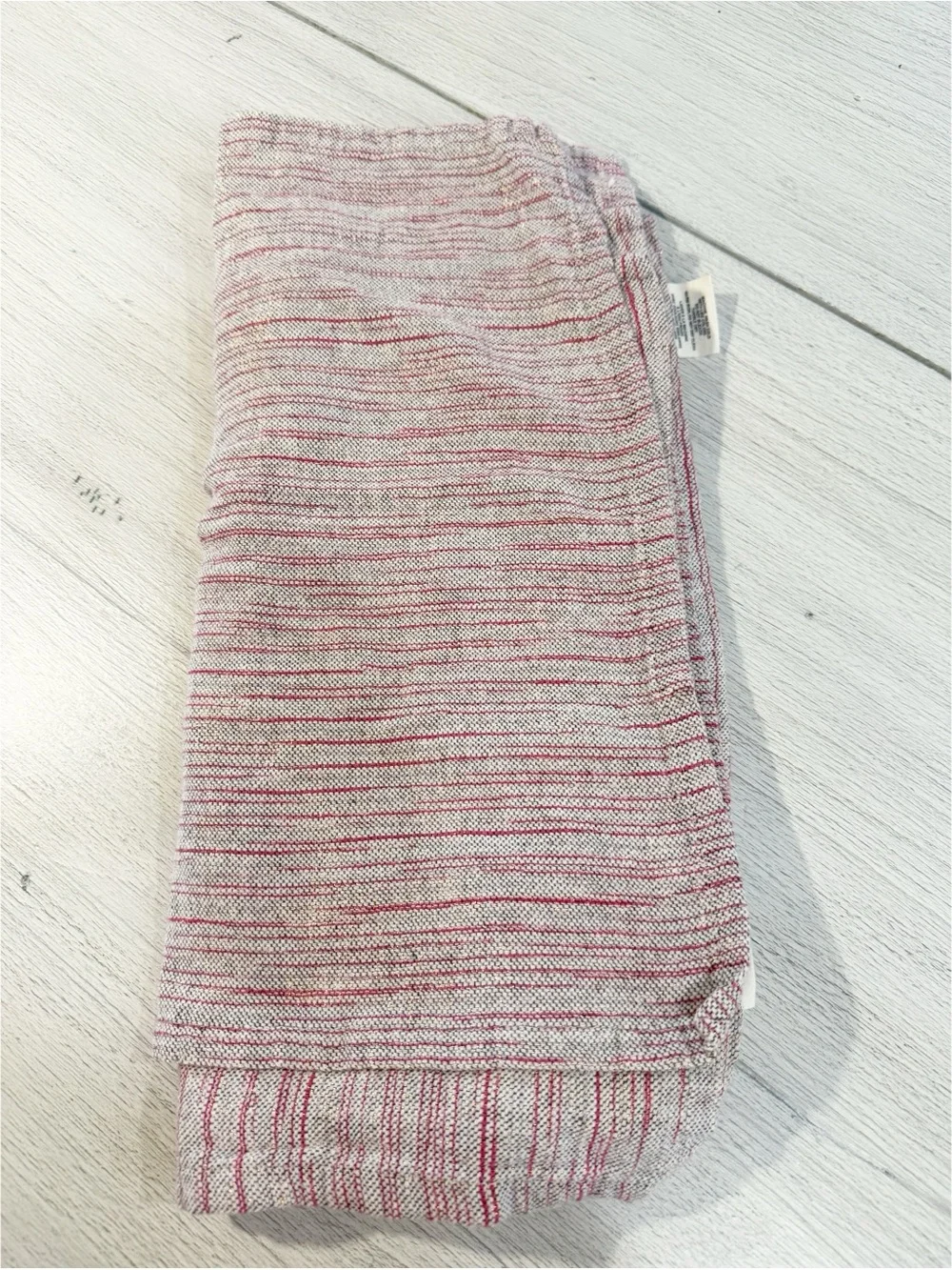 ANTHROPOLOGIE Set Of 6 Red Gold Beige Striped Napkins Square Bohemian  16” X 16”